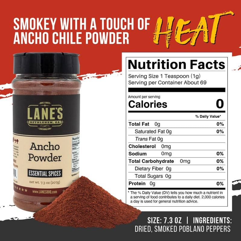 Ancho Chile Powder, 7.3 oz – All Natural Ground Ancho Chili Powder, Sweet & S…