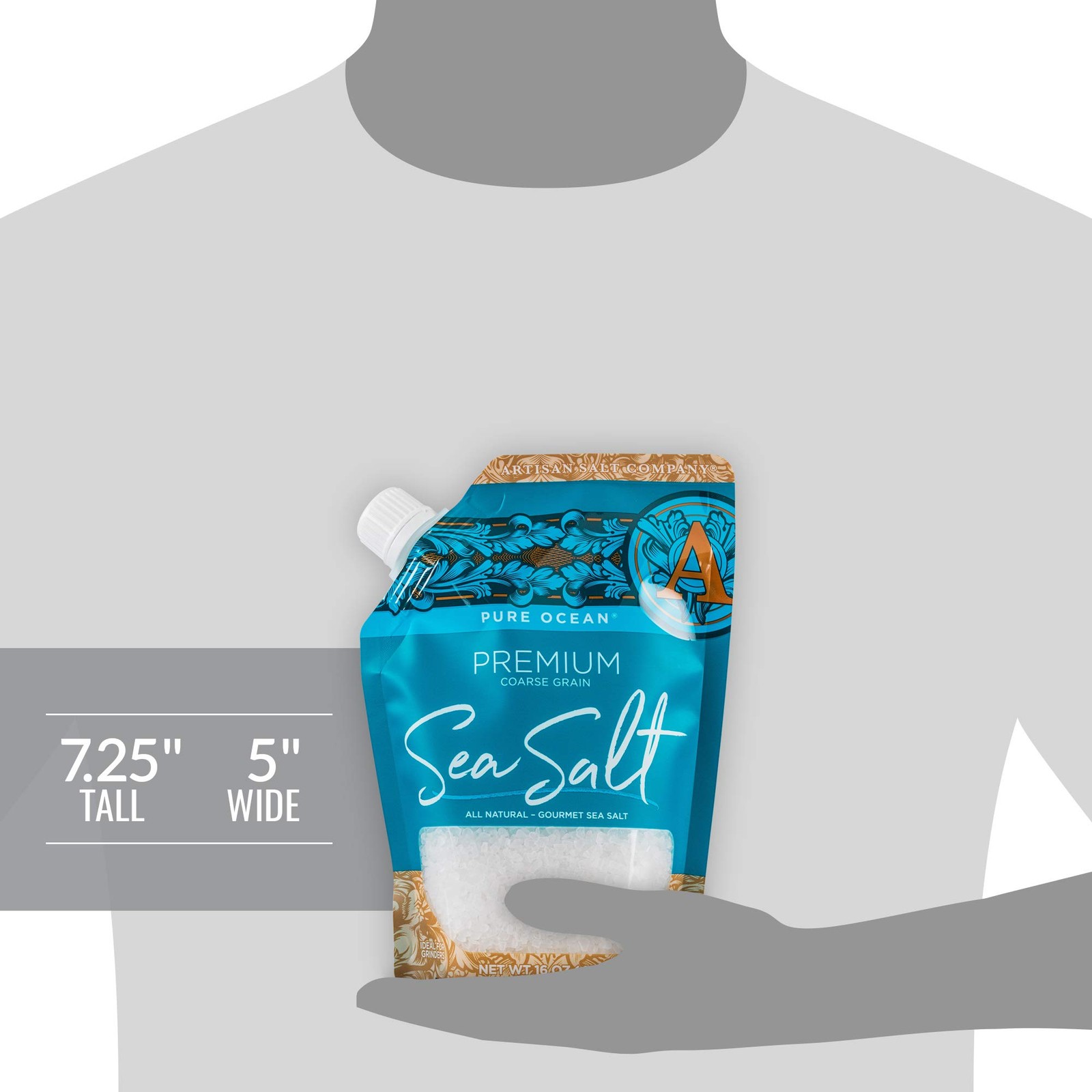 Pure Ocean Premium Sea Salt 16 Ounce Natural Culinary Salt For Cooking Baking