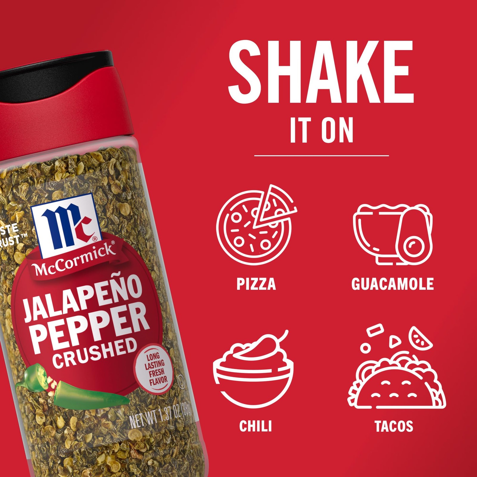 McCormick Crushed Jalapeño Pepper, 1.37 oz Ounce (Pack of 1)