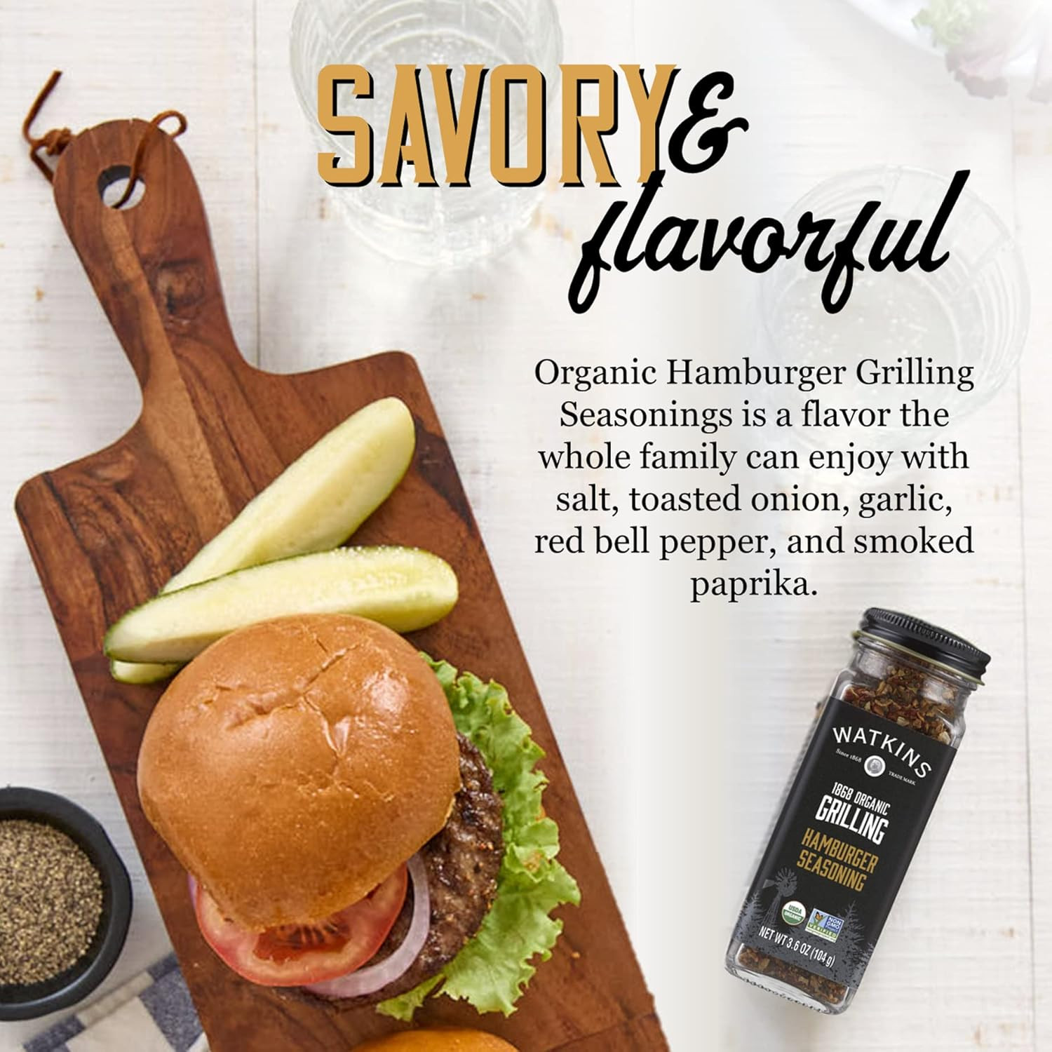 1868 Organic Grilling Hamburger Seasoning, 3.6 Oz (Pack of 3)