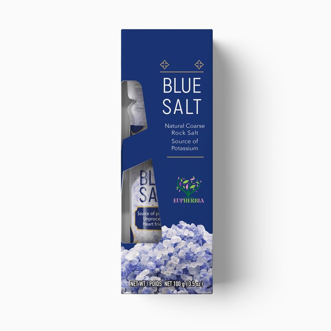 EUPHERBIA Blue Salt, Coarse, Rare Mineral Salt, High Potassium, Lower Sodium, Na