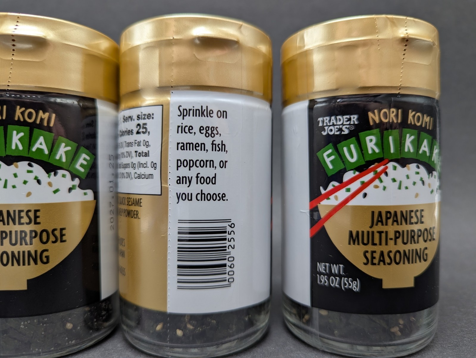 Set of 4 Trader Joe’s Furikake Nori Komi Japanese Seasoning 1.95oz Glass Jars