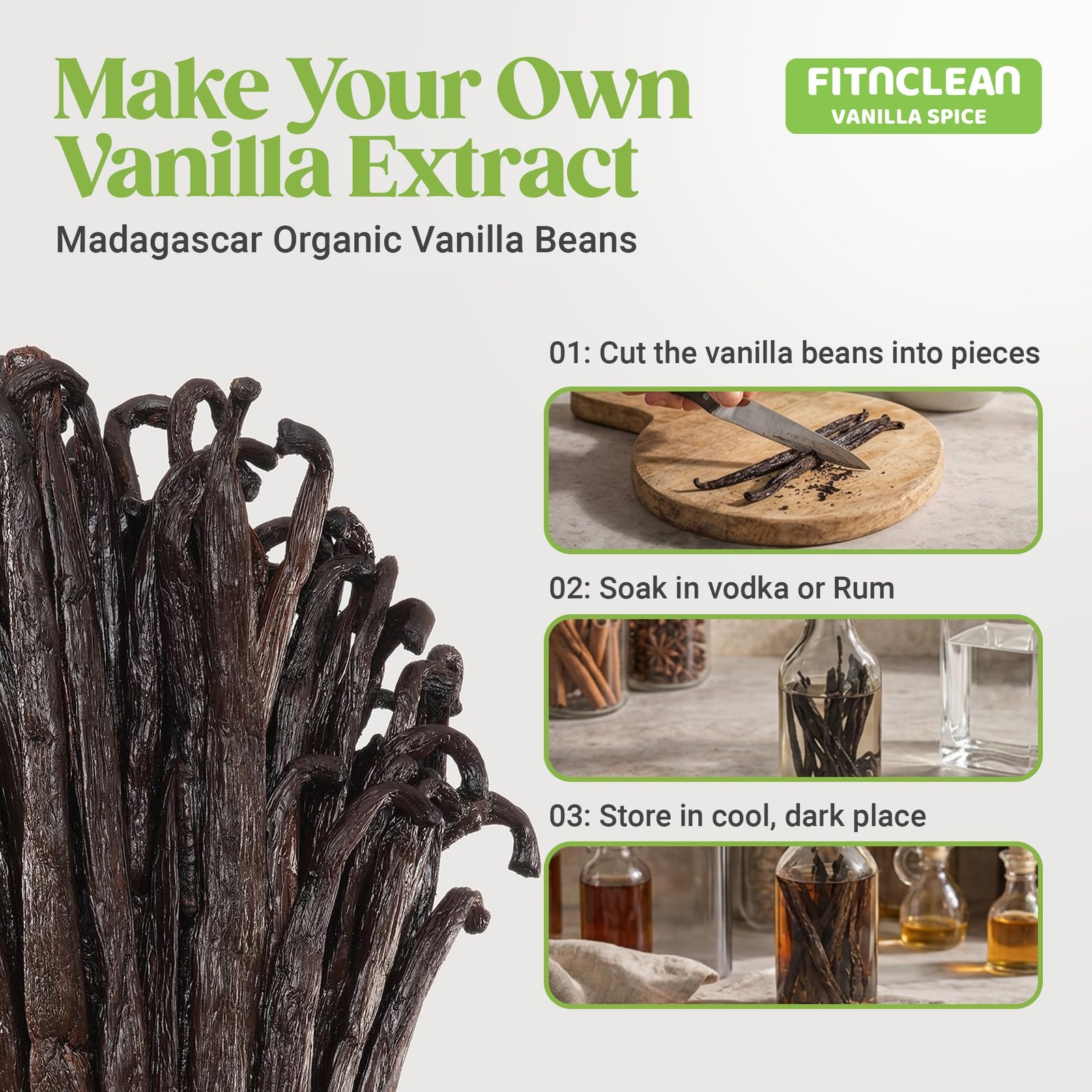 50 Organic Grade A Madagascar Vanilla Beans. Certified 50 Count (Pack of 1)