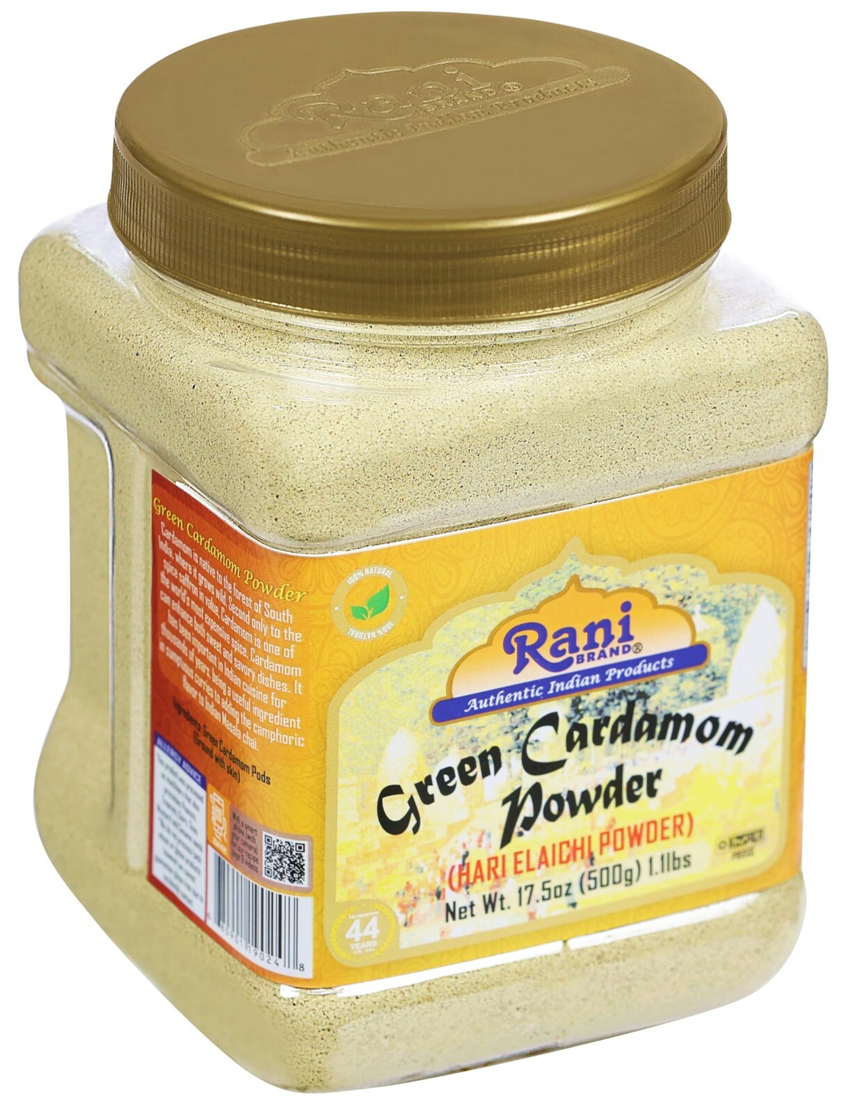 Rani Green Cardamom Pods Powder, Ground with Green Husks (Hari Elachi) 17.5oz