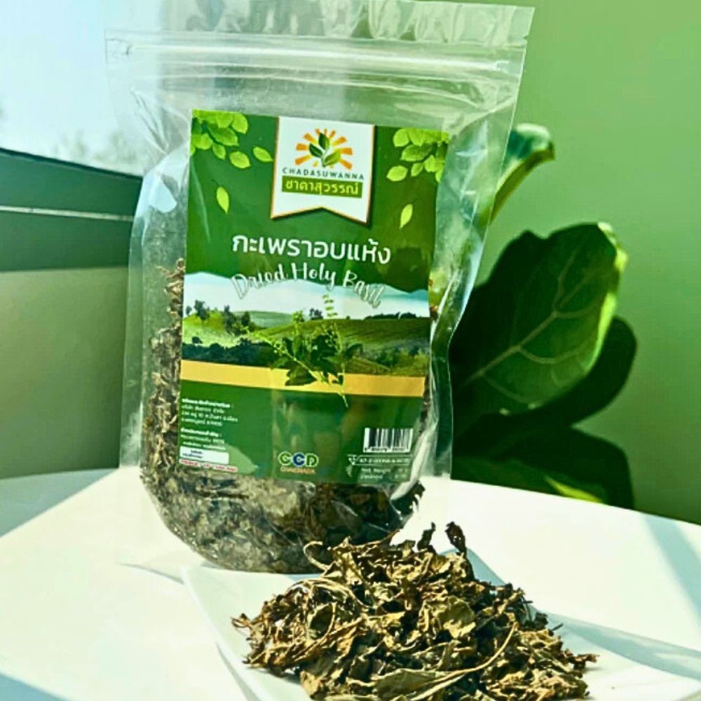 Premium Dried Holy Basil Leaves (Kra Pao) Thai Herb Export Grade GMP FDA Authent