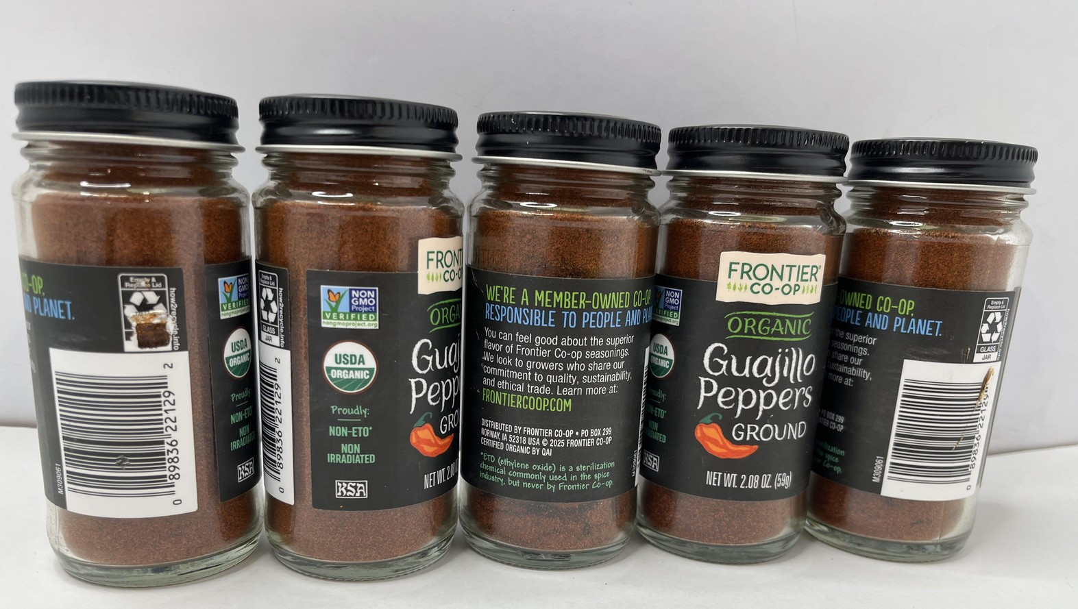Frontier Co-op Organic Guajillo Peppers Ground 2.08oz Lot 5 Jars BB MAR 2029
