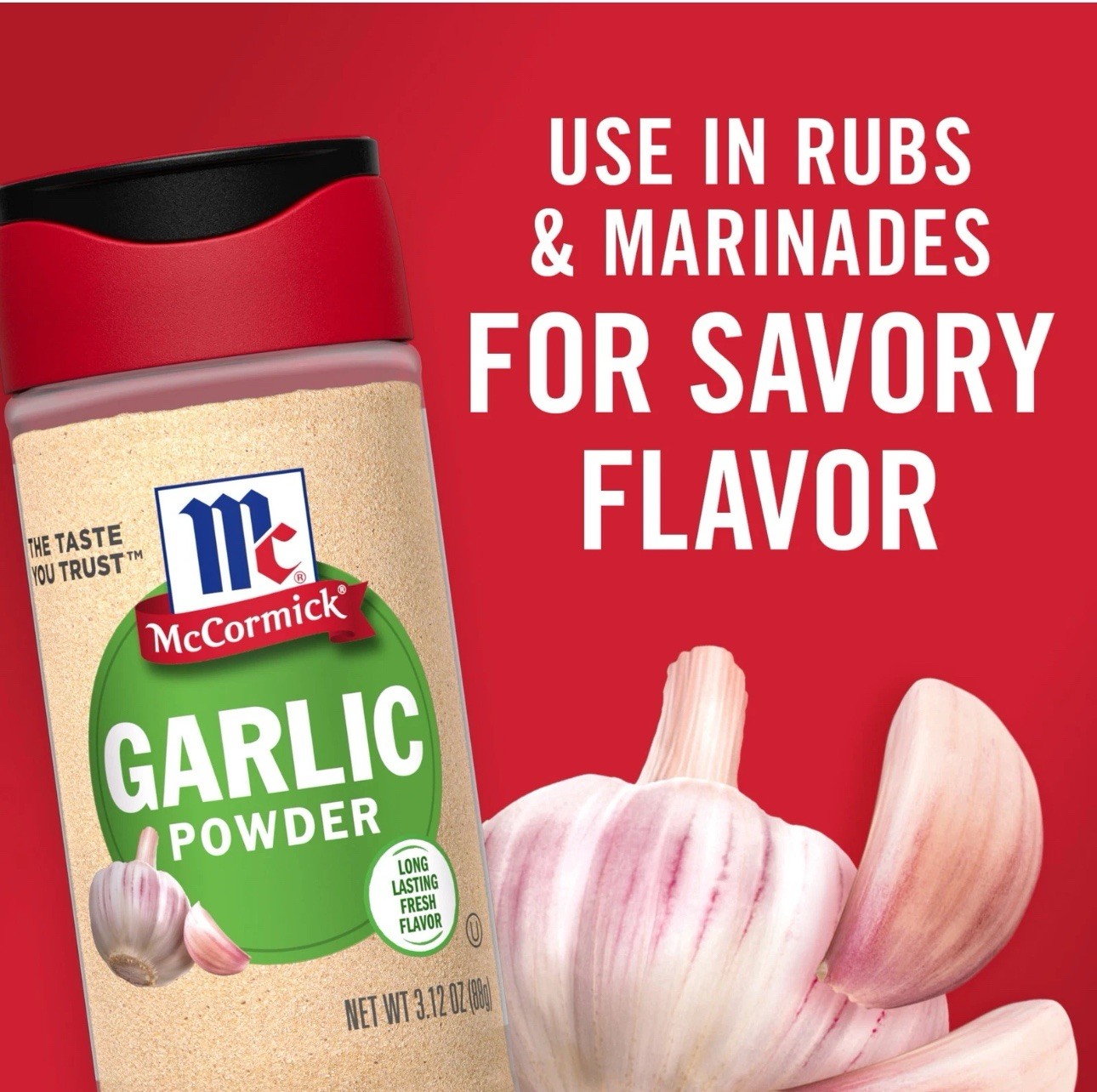 McCormick Garlic Powder 3.12 Ounce Non GMO Flavor Sealed Spice for Savory Dishes