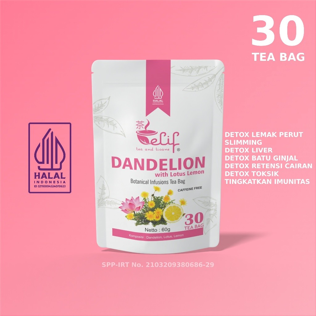 Dandelion Lotus Lemon Tea 70g 30 Tea Bags Herbal Infusion For Daily Ritual