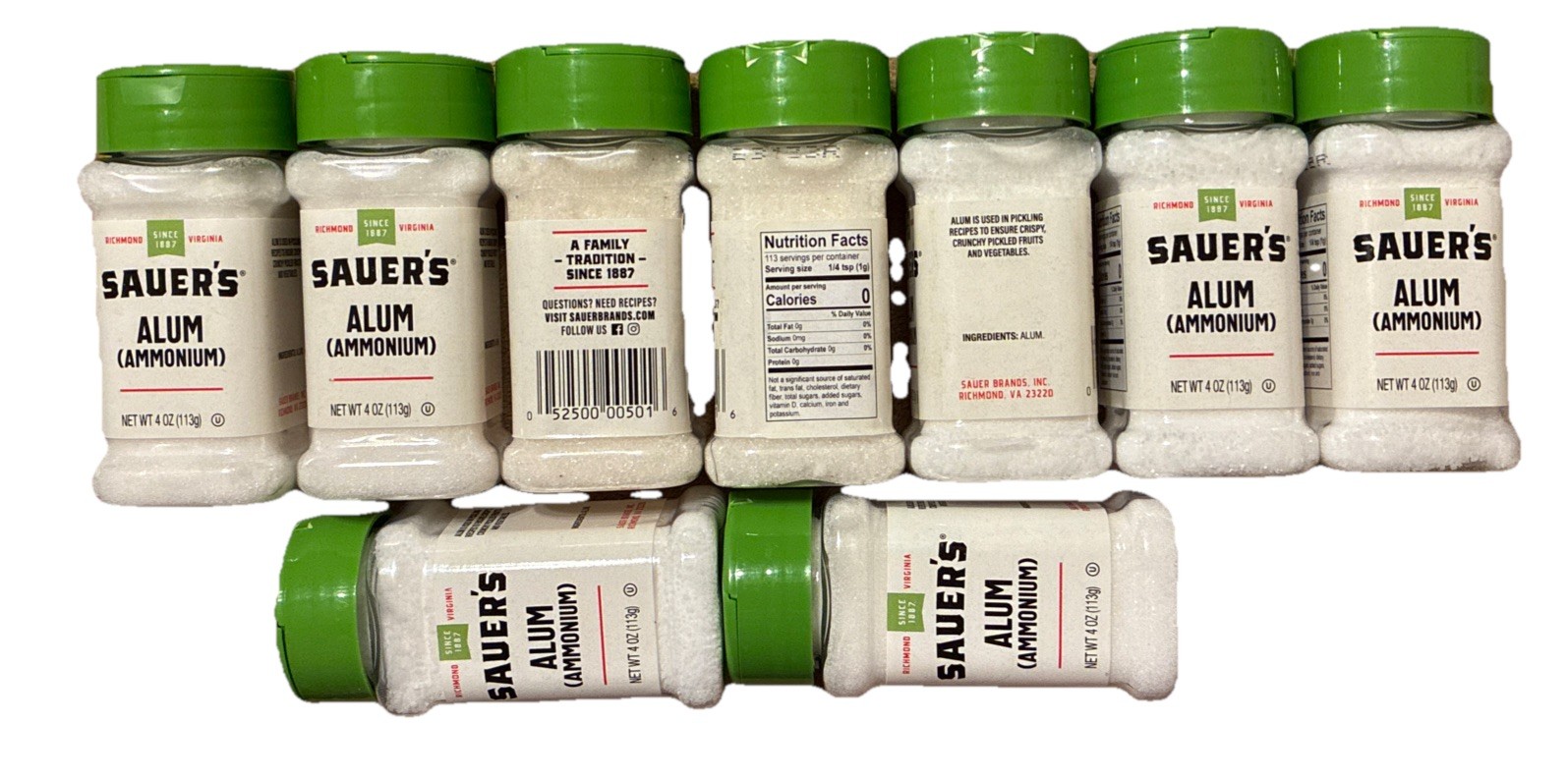 9 x 4 oz SAUER’S ALUM AMMONIUM GRANULES/POWDER ~PICKLING CANNING BAKING RECIPE