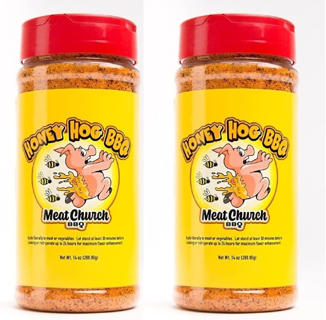 Meat Church BBQ Rub Combo: Two Bottles of Honey Hog (14 oz) BBQ Rub and Seasonin