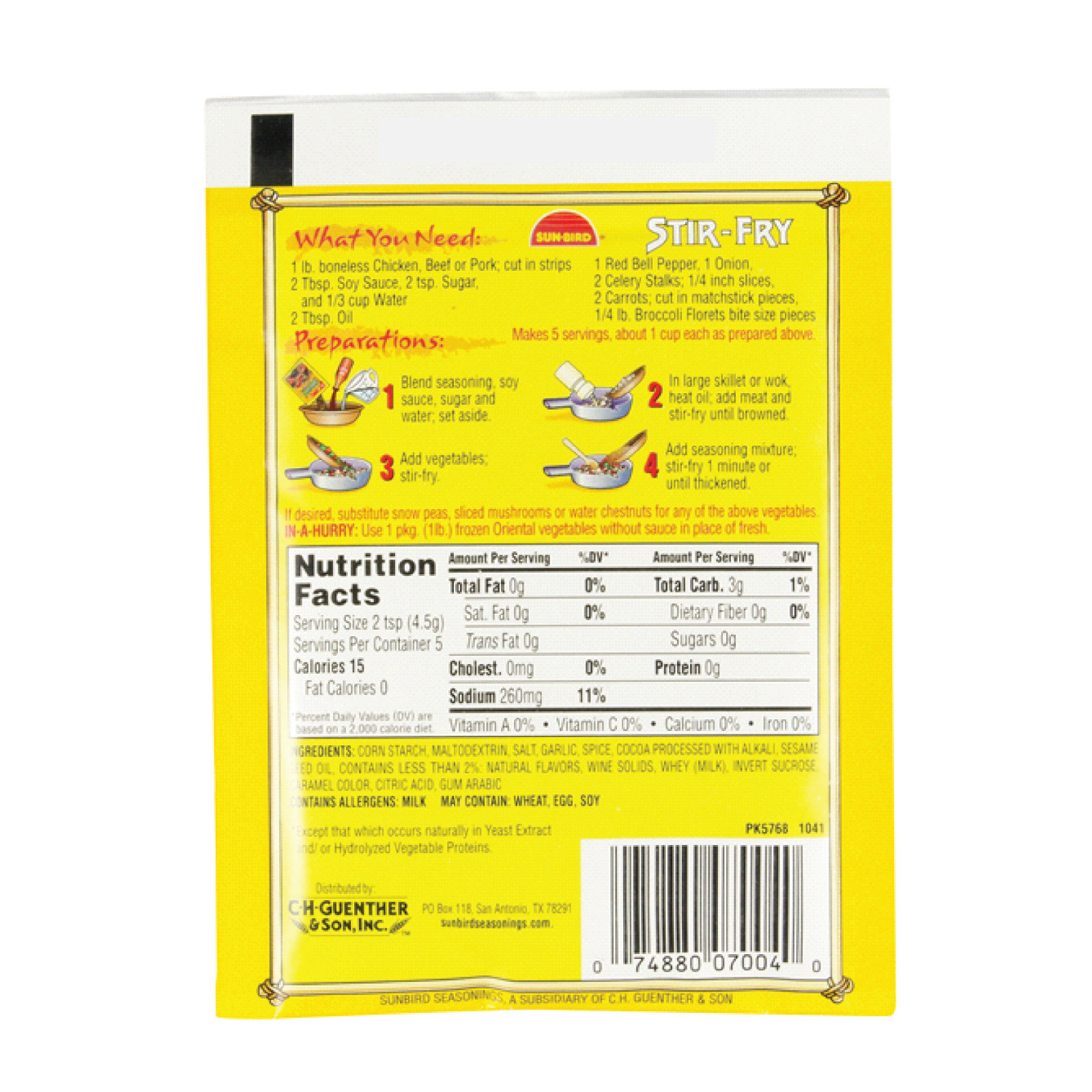 12x Packets Sun Bird Stir Fry Seasoning Mix | Authentic Asian Taste | .75oz