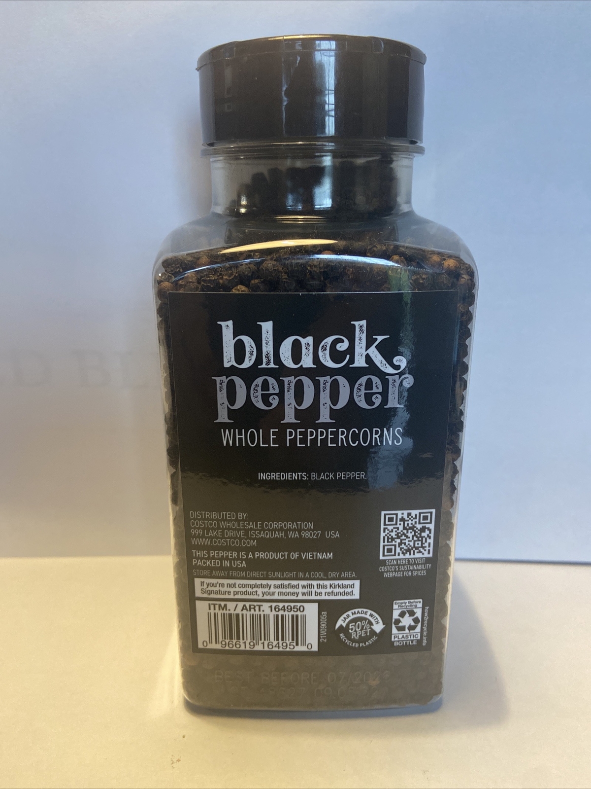 Kirkland Signature Whole Black Pepper Peppercorn 14.1 oz Free Shipping!