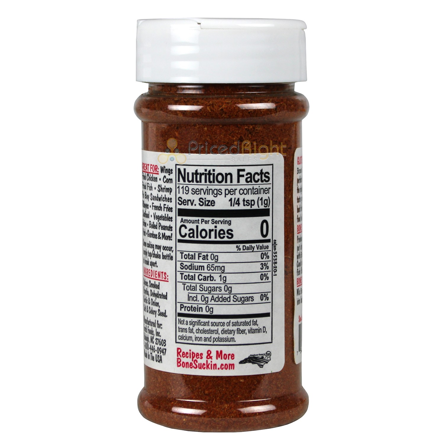 Bone Suckin’ Sauce Cajun Seasoning and Rub 4.2 Oz Bottle Non Gmo Gluten Fat Free