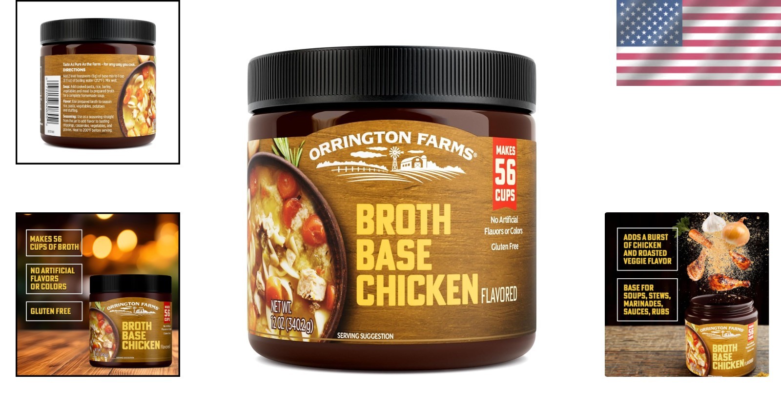 Easy-to-Use Chicken Broth Base – 12 oz Jar, No MSG Added, Quick Flavor Boost