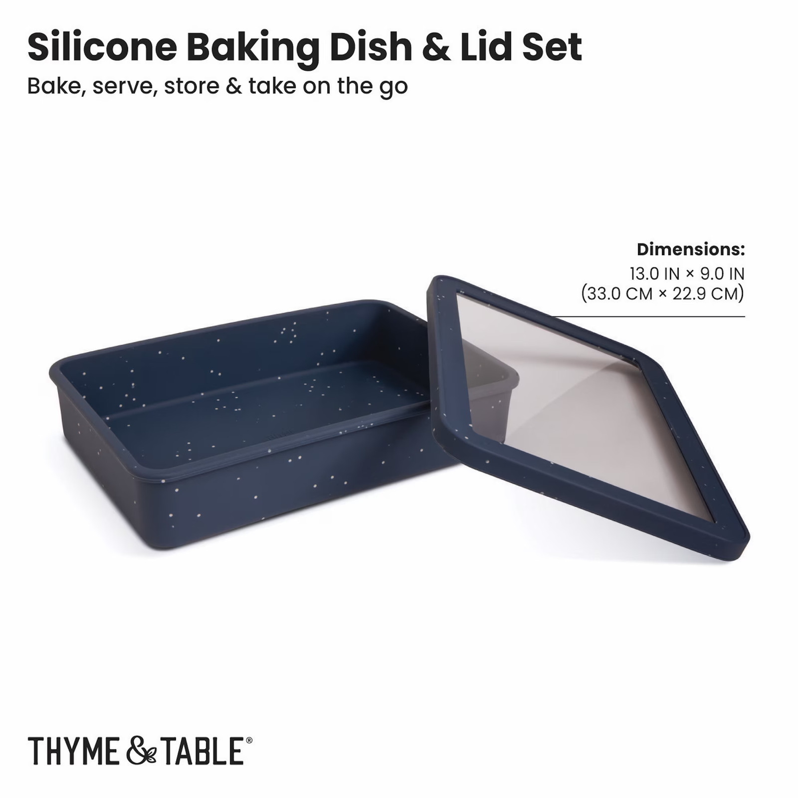 Thyme & Table 9″ X 13″ Silicone Baking Dish & Lid Set – Atlantic Blue