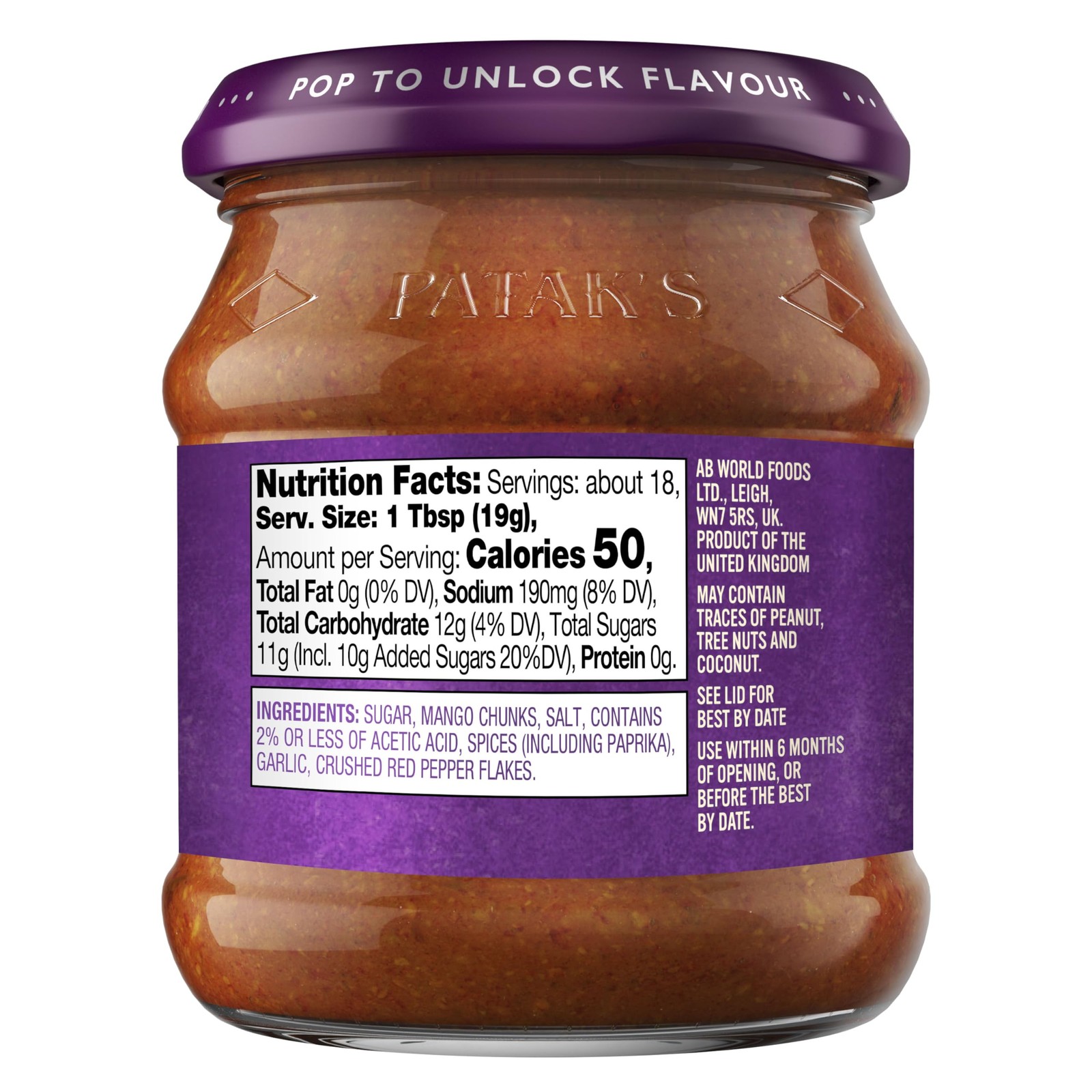 Patak’s Hot Mango Chutney 12oz Spicy Sweet Condiment for Dips and Grilling
