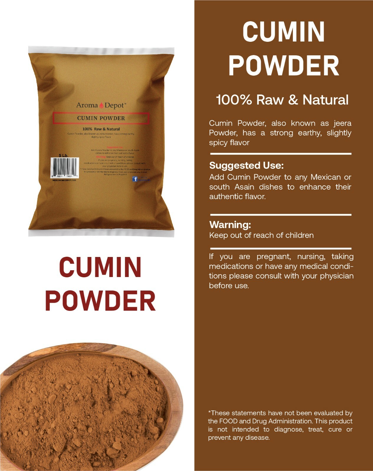 1 oz Cumin Seed Ground Powder Cuminum Cyminum Natural India Comino Polvo