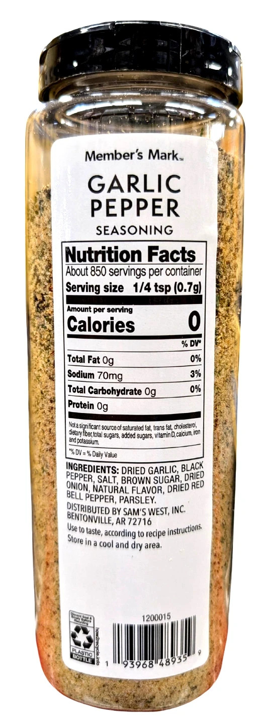 Member’s Mark Garlic Pepper Seasoning 21 Oz EXP 08/2028