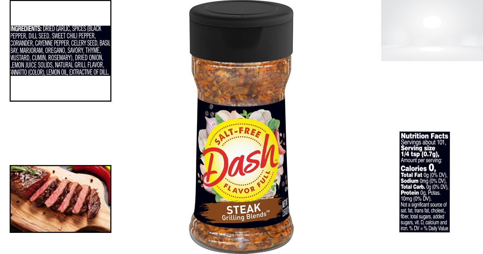 Salt Free Steak Grilling Blend 2.5oz Powder Allergen-Free Seasoning Bottle