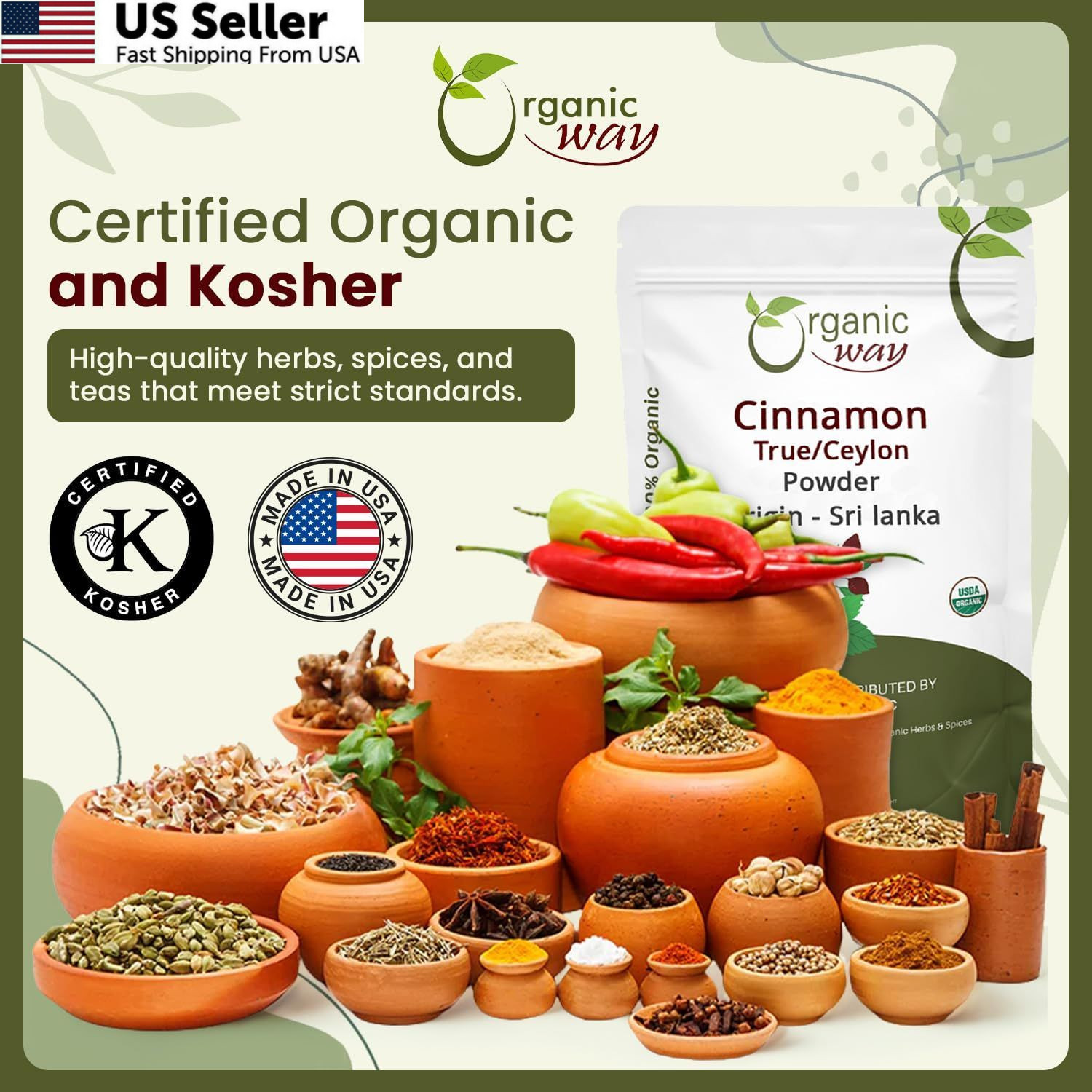 Organic Way True Ceylon Cinnamon Powder | & 16 Ounce (Pack of 1)