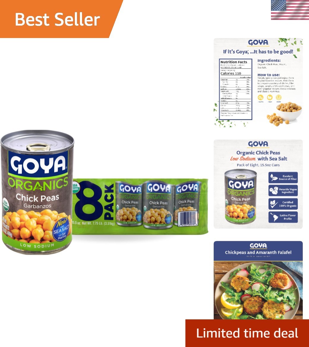 Organic Chick Peas Low Sodium with Sea Salt, 15.5 Ounce Pack of 8