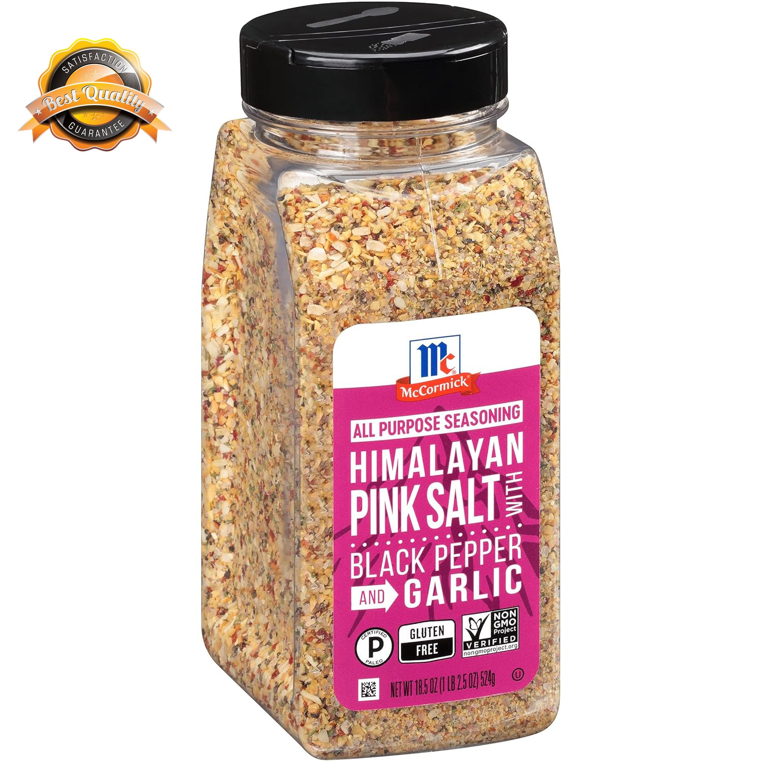 Himalayan Pink Salt with Black Pepper and Garlic All Purpose Seasoning, 18.5 Oz
