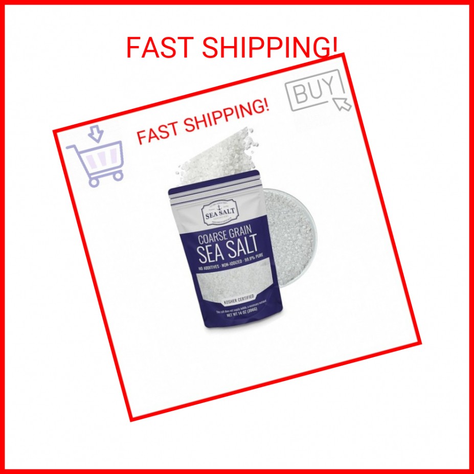 Sea Salt Superstore Coarse Sea Salt for Grinder Refill, Coarse Grain Kosher, Non