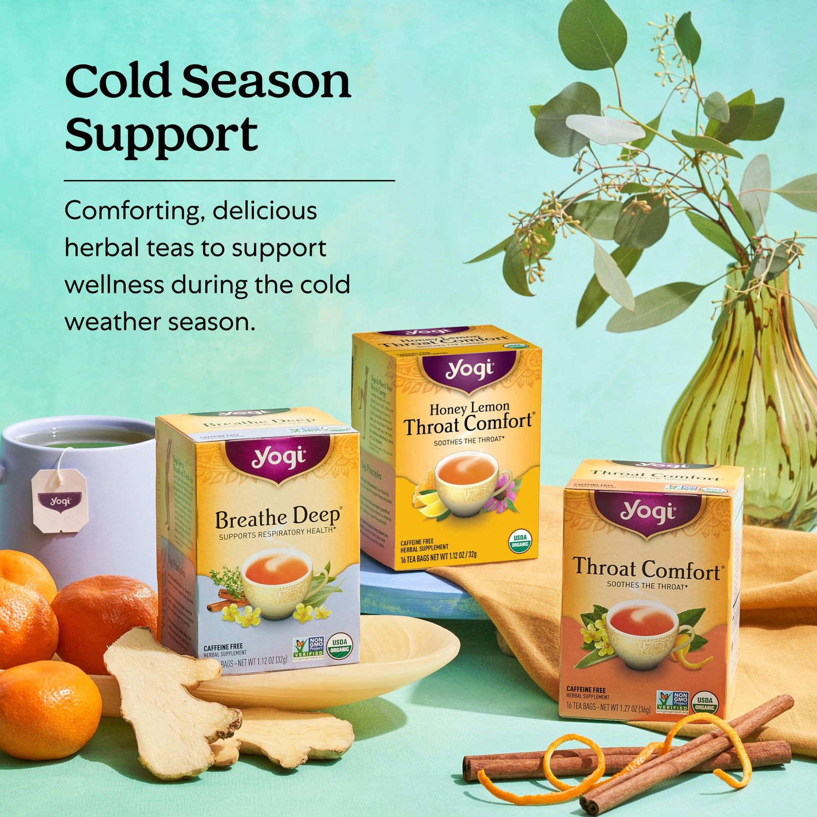 Yogi Tea Throat Comfort – 16 Bags per Pack (4 Packs) – 64 Count (Pack of 4)
