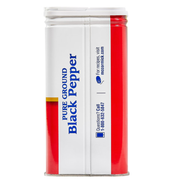 McCormick Pure Ground Black Pepper, 6.0 oz Can