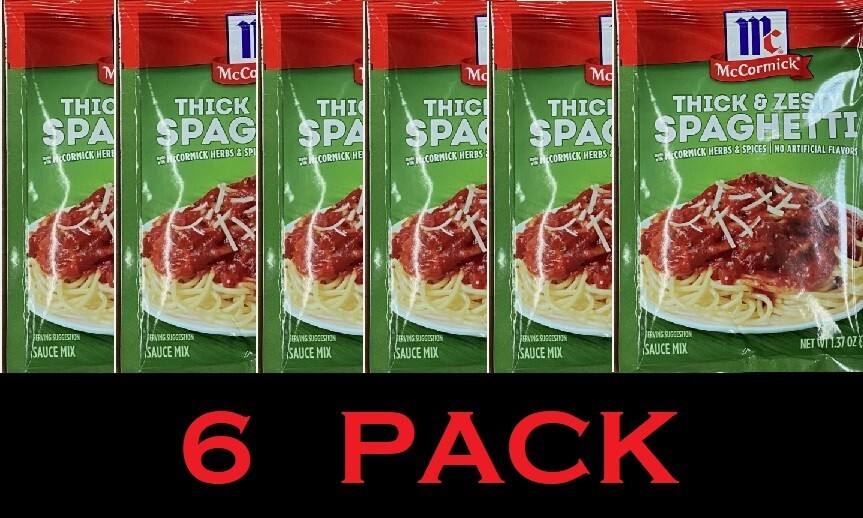 McCormick THICK & ZESTY SPAGHETTI Seasoning & Sauce Mixes 1.37 oz Packet 6 PACK