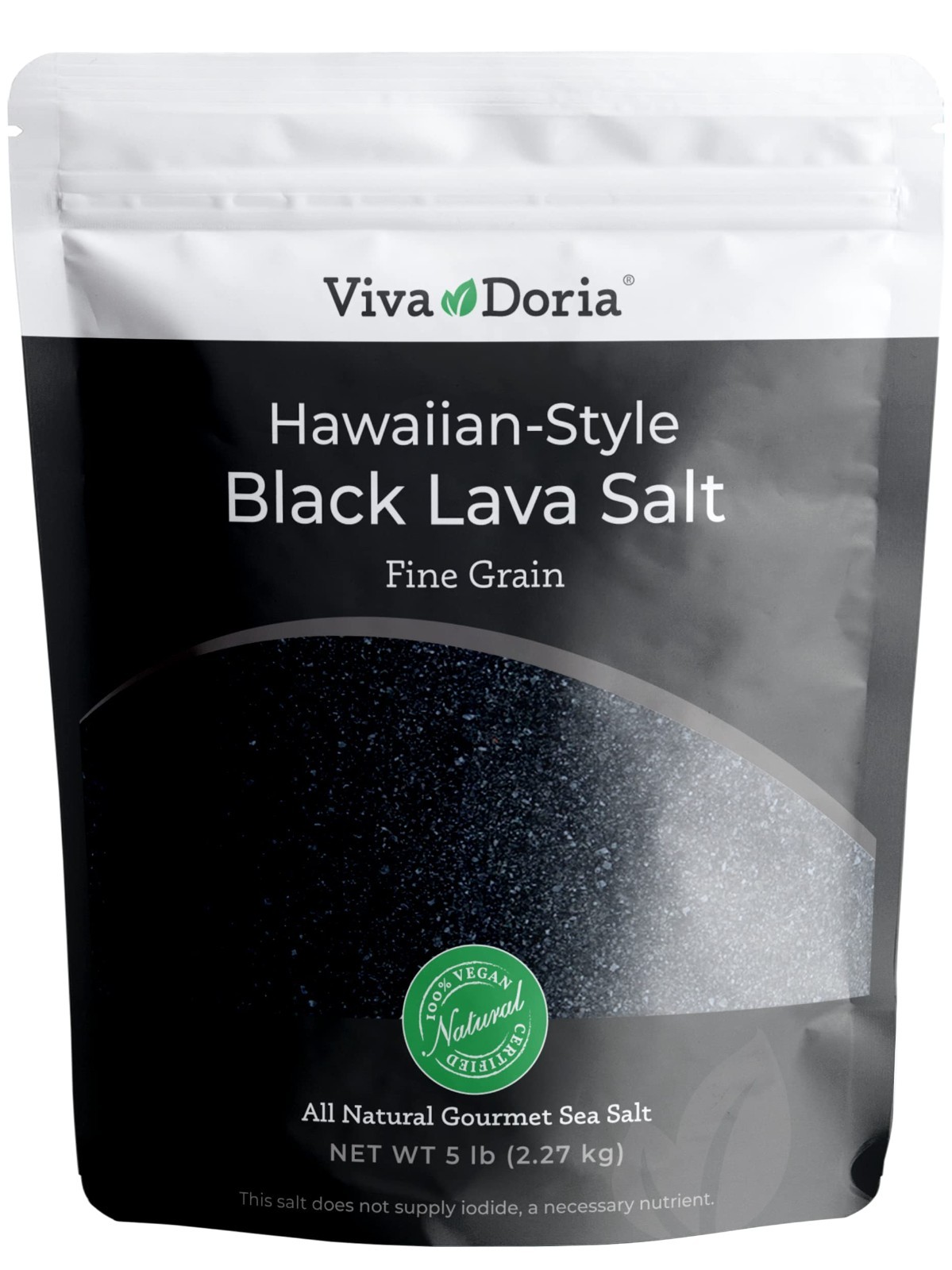 Hawaiian Black Lava Sea Salt – Fine Grain, 5 lb (2.27 kg) – Gourmet Seasoning