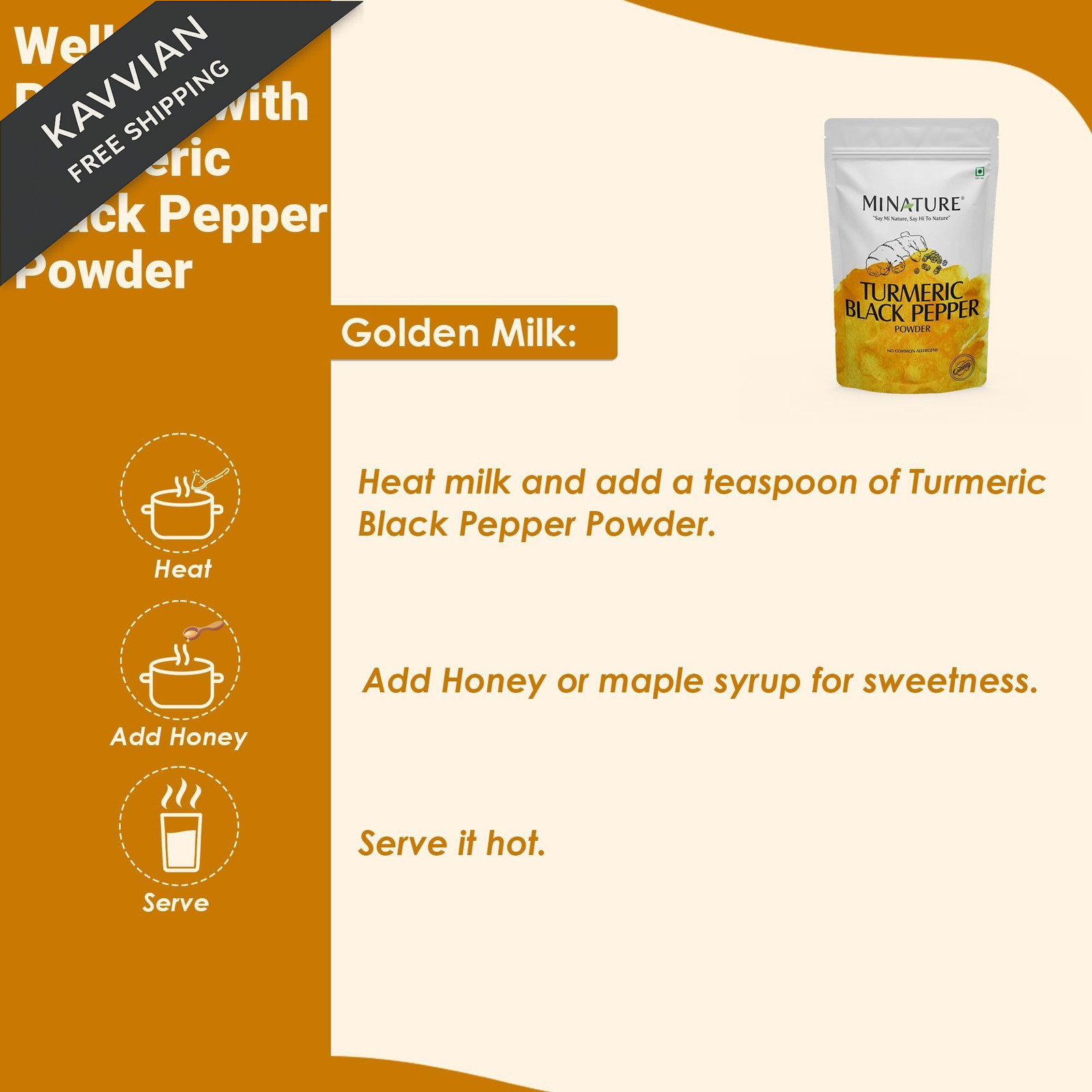 minature Turmeric Root Powder with Black Pepper, 8 Ounce (Pack of 1), Yellow