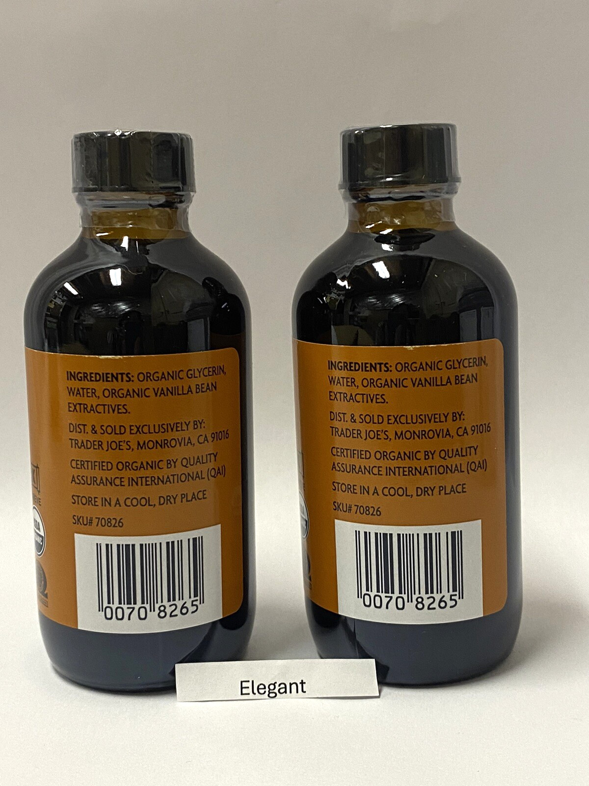 2 Packs New Trader Joe’s Organic Alcohol Free Pure Vanilla Flavor 4 fl oz Each