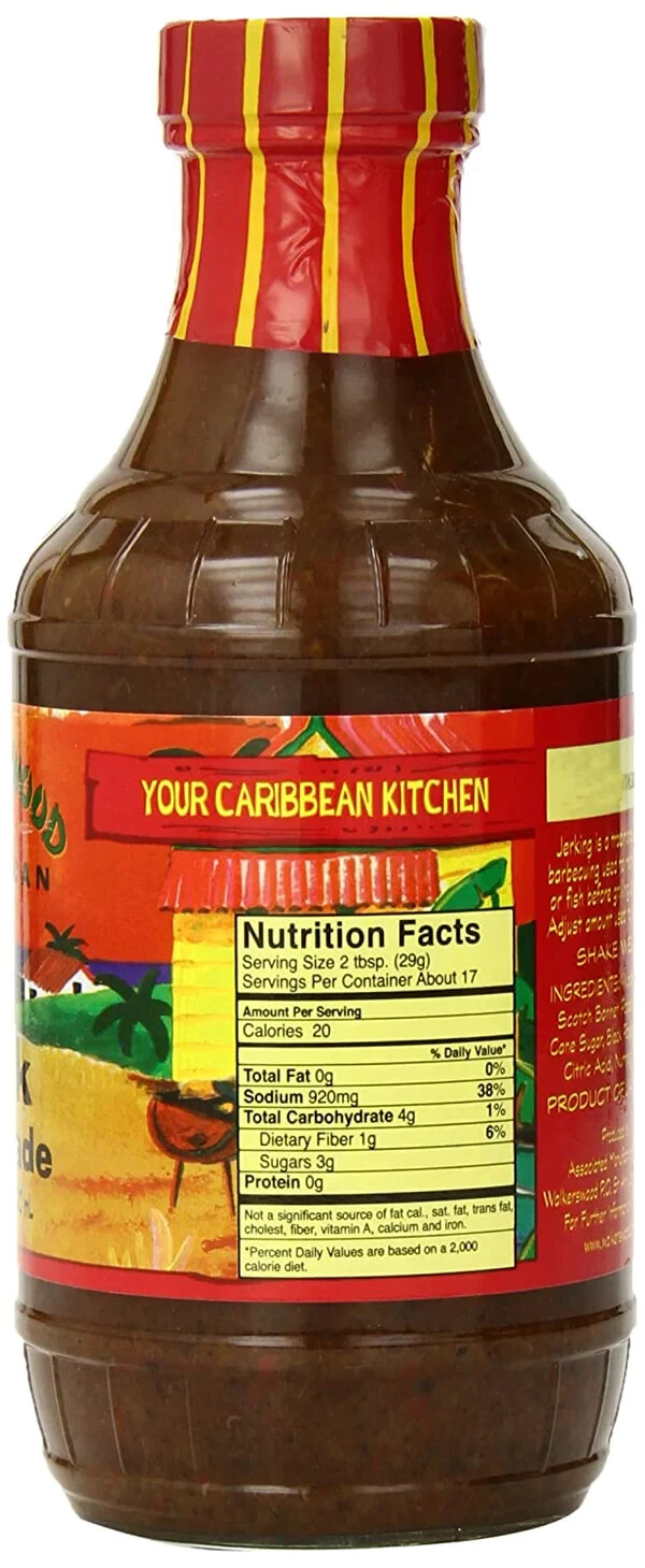 Walkerswood Spicy Jamaican Jerk Marinade For Meat Fish (4-Pack) Size 17 oz Glass