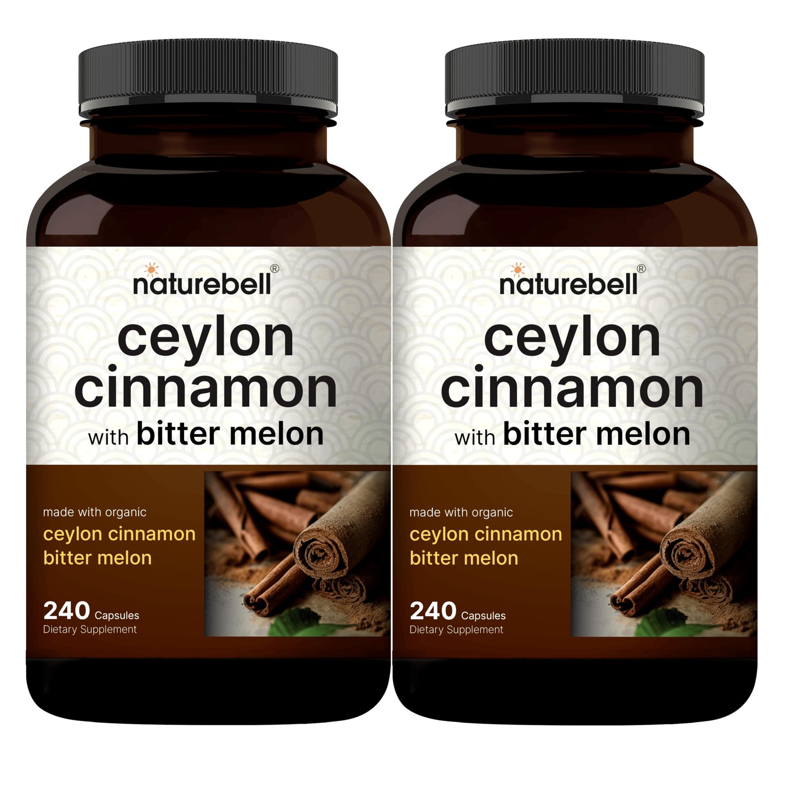NatureBell 2 Pack Ceylon Cinnamon with Bitter Melon, 240 Count (Pack of 2)