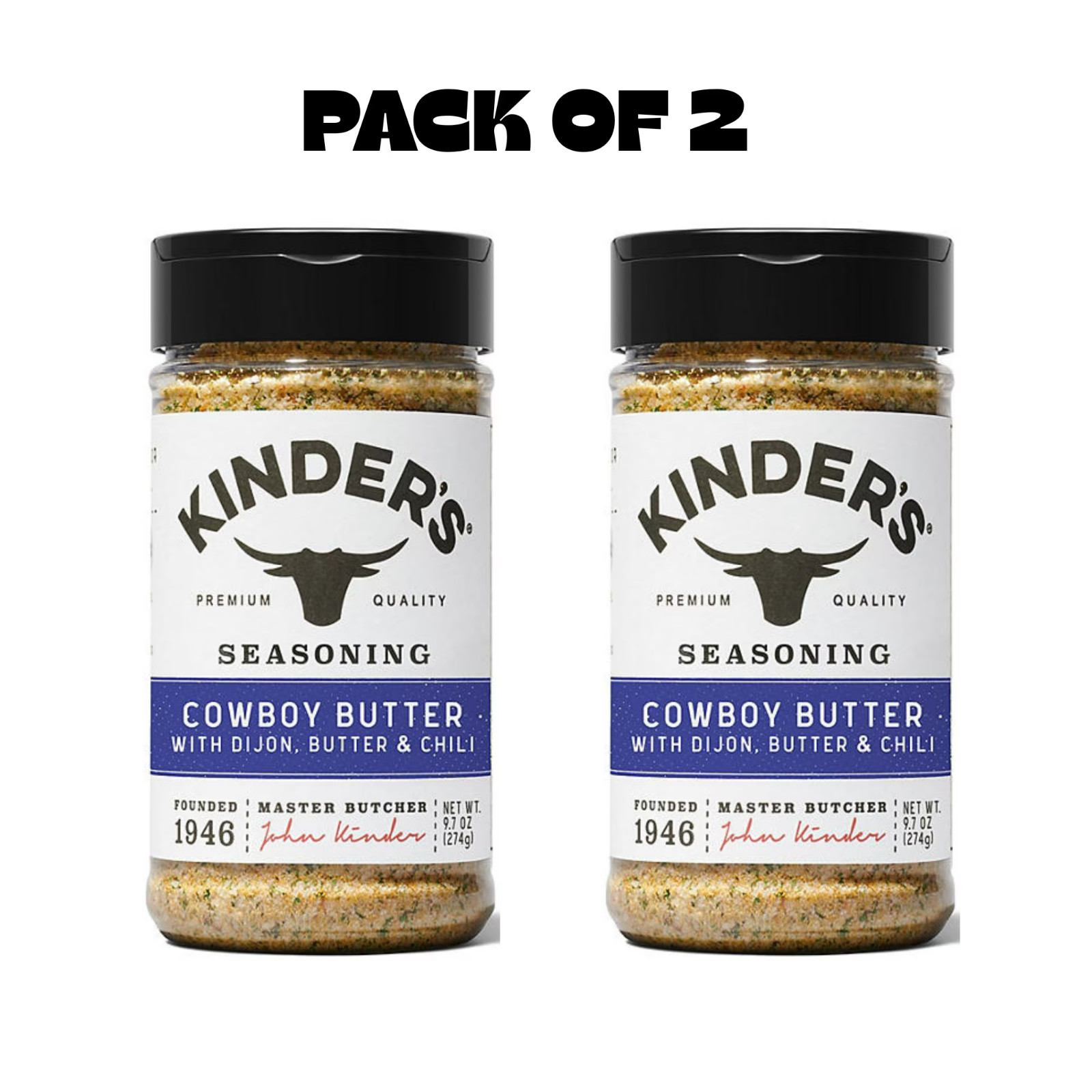 Kinder’s® Cowboy Butter Seasoning 9.7 oz (2 Pack) Garlic Dijon Chili Spice Mix