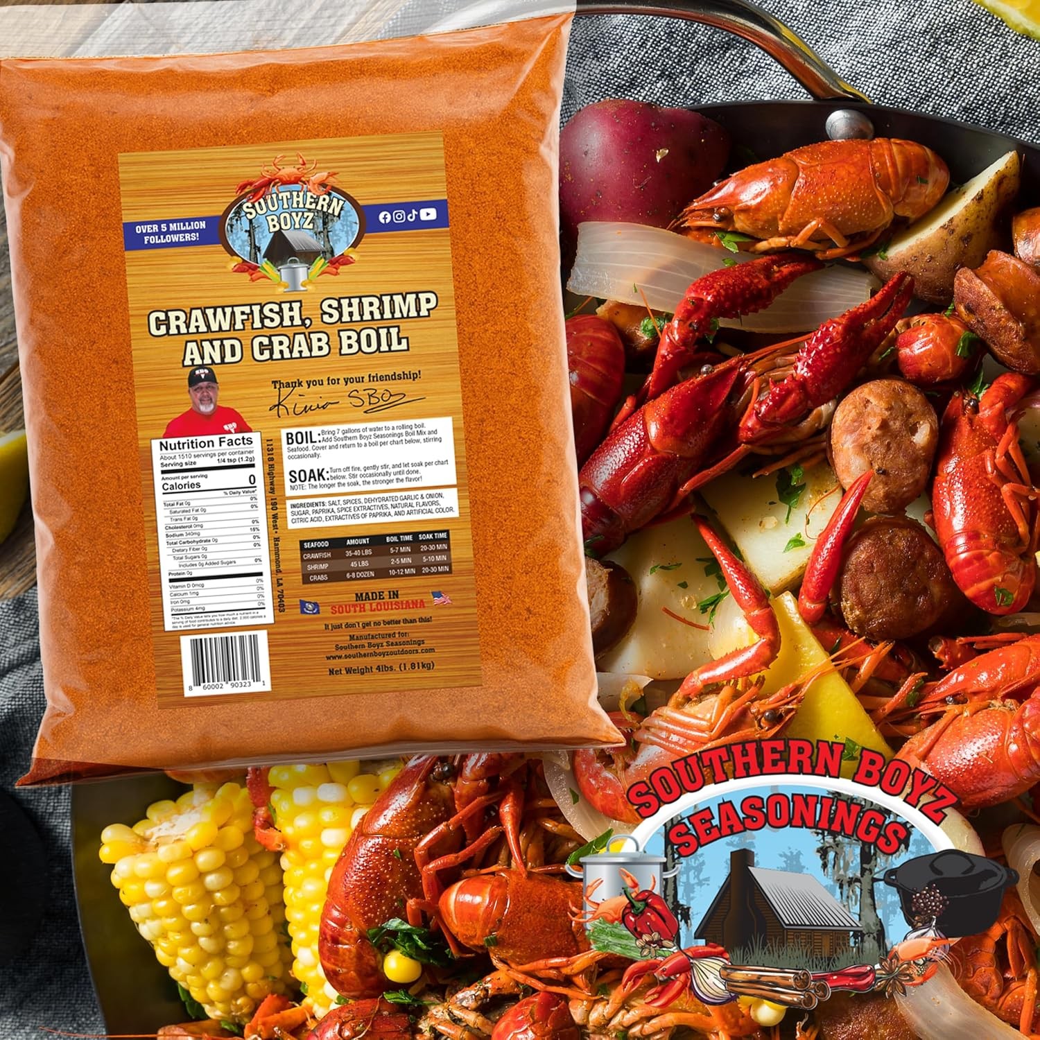 Southern Boyz Seasonings Cajun Seafood Boil – 4 lb Bulk Sack (No MSG,…