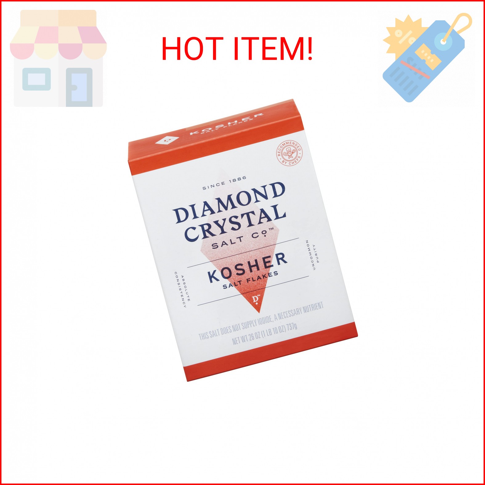 Diamond Crystal Kosher Salt Flakes – Full Flavor, No Additives – Staple for Prof