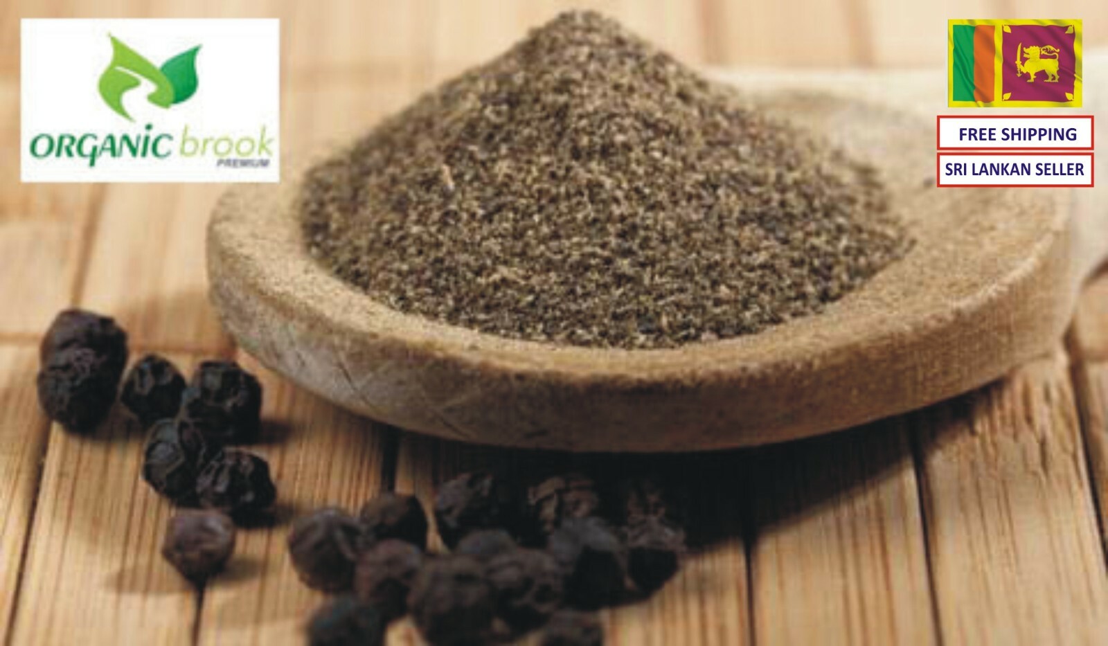 100% Ceylon Organic Grade A Quality Sun Dried Black Pepper Powder 150g 5.29Oz