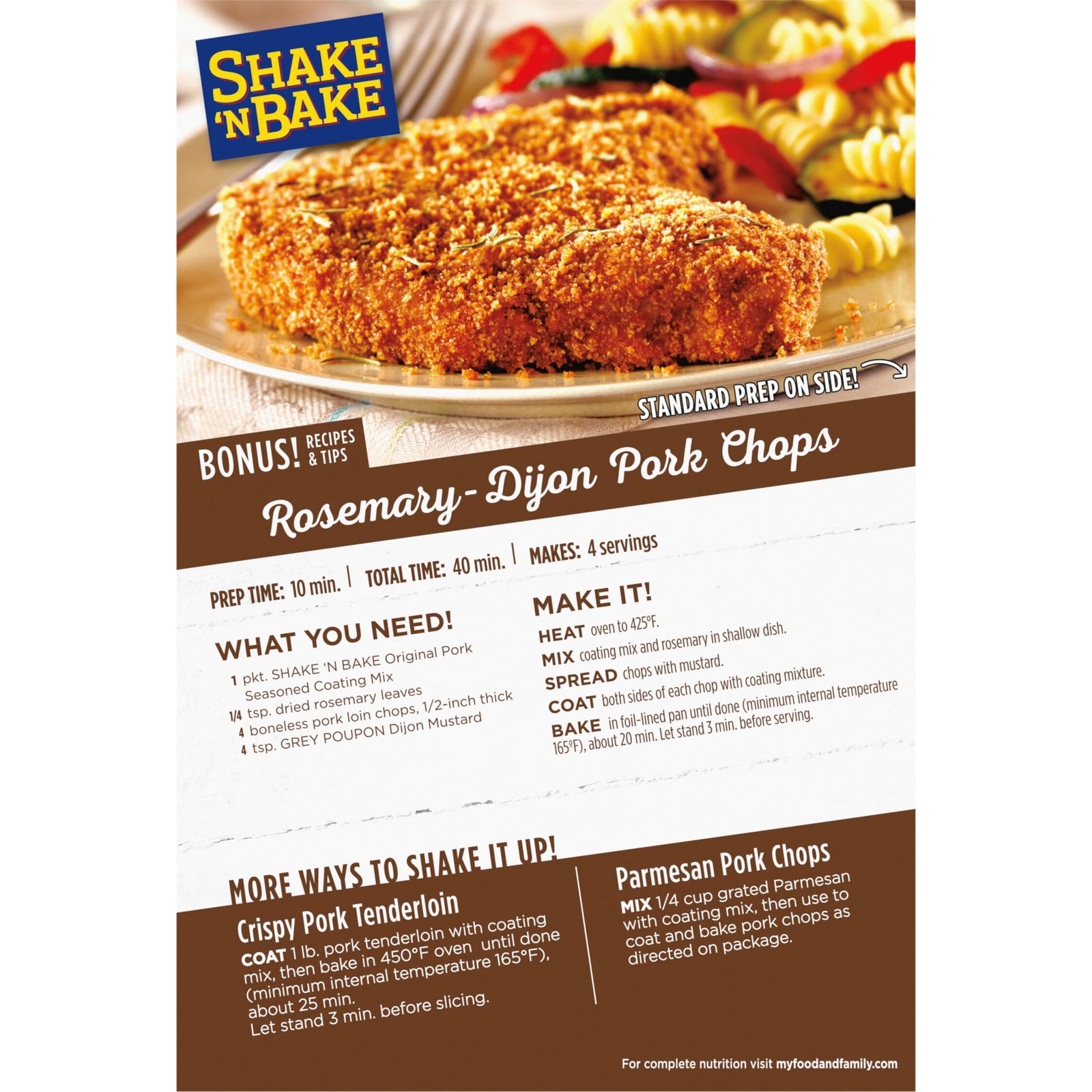 Shake ‘N Bake, Original Pork Seasoned Coating Mix, 5 Oz