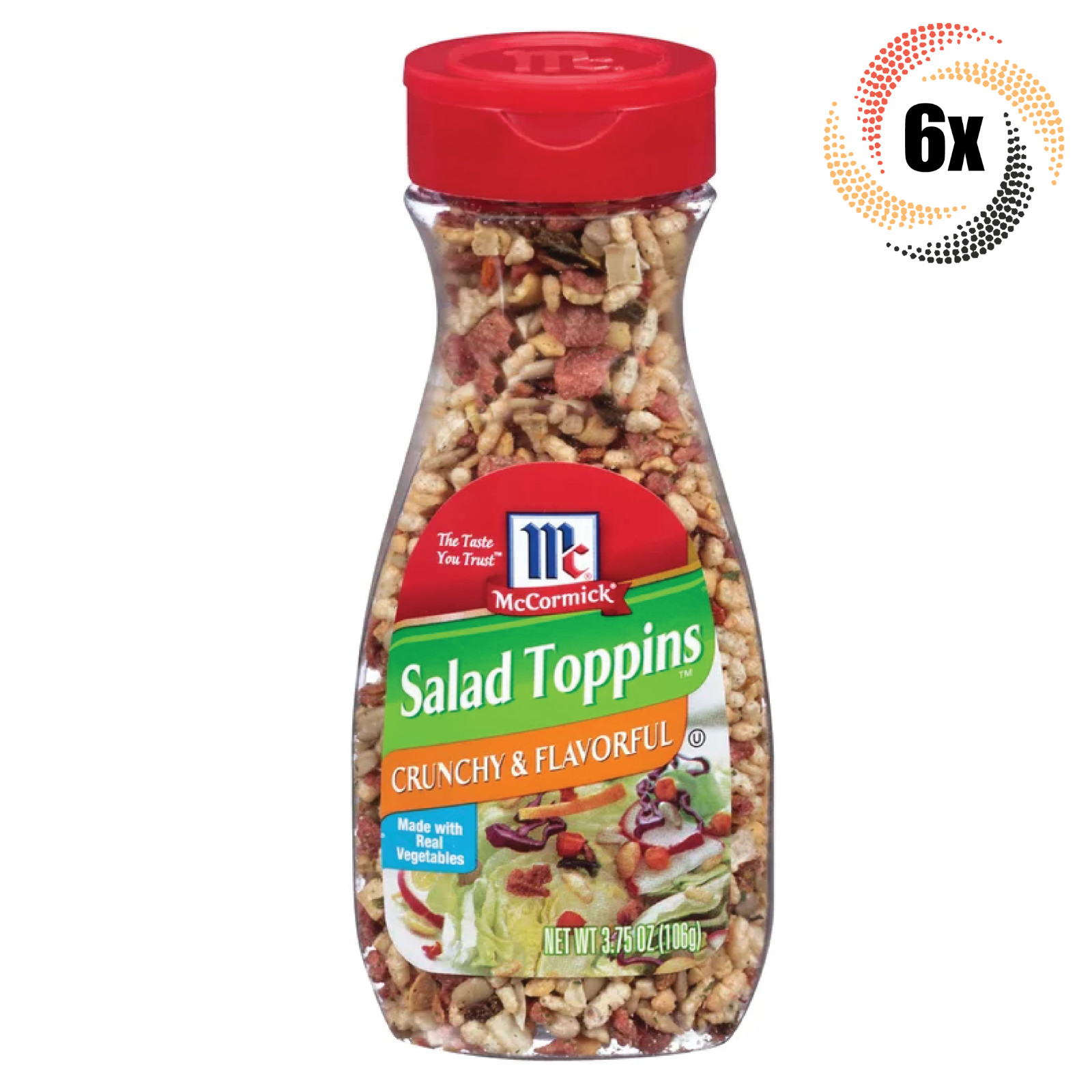 6x Shaker McCormick Salad Toppins Crunchy & Flavorful | Real Vegetables | 3.75oz