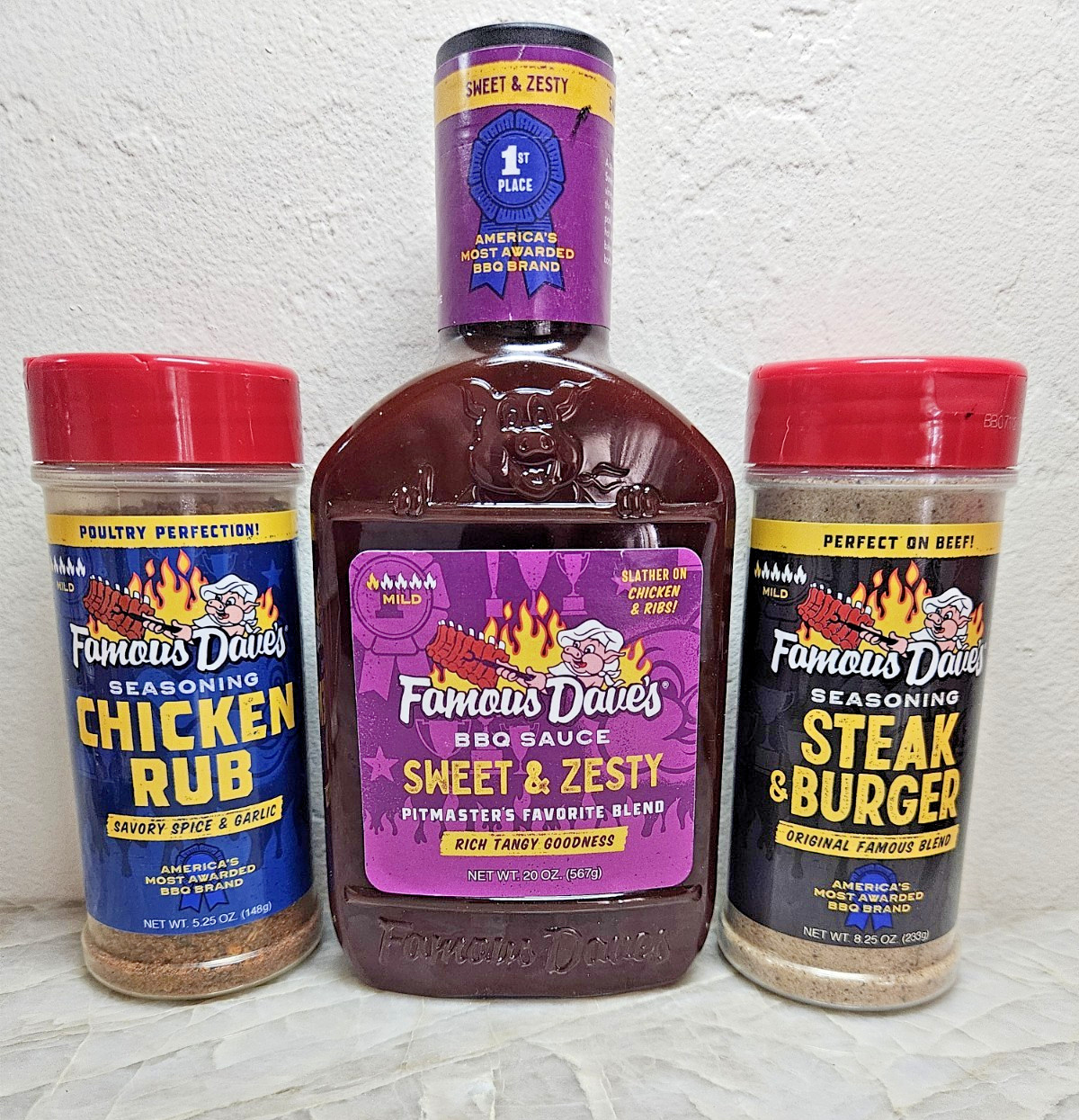 Famous Daves starter pack- Steak & Burger blend Chicken Rub Sweet & Zesty Sauce