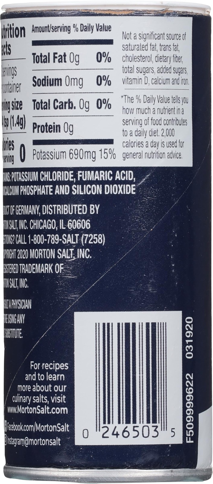 Morton Salt Substitute, Sodium Free, 3.125oz, 2 Pack 3.13 Ounce (Pack of 2)