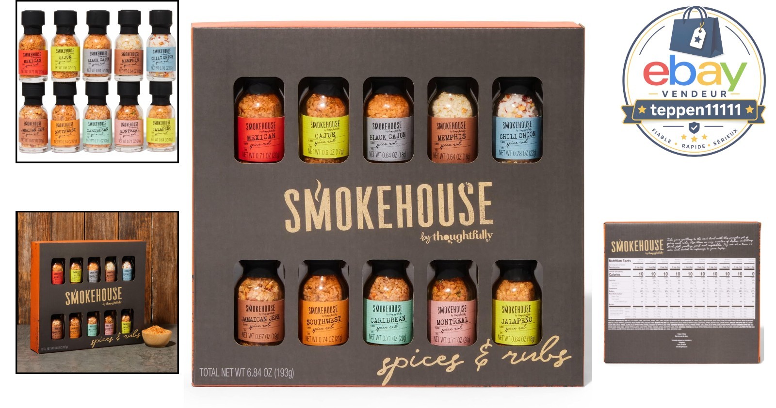 Gourmet Grilling Spice Set, , 10 Mini Glass Bottles
