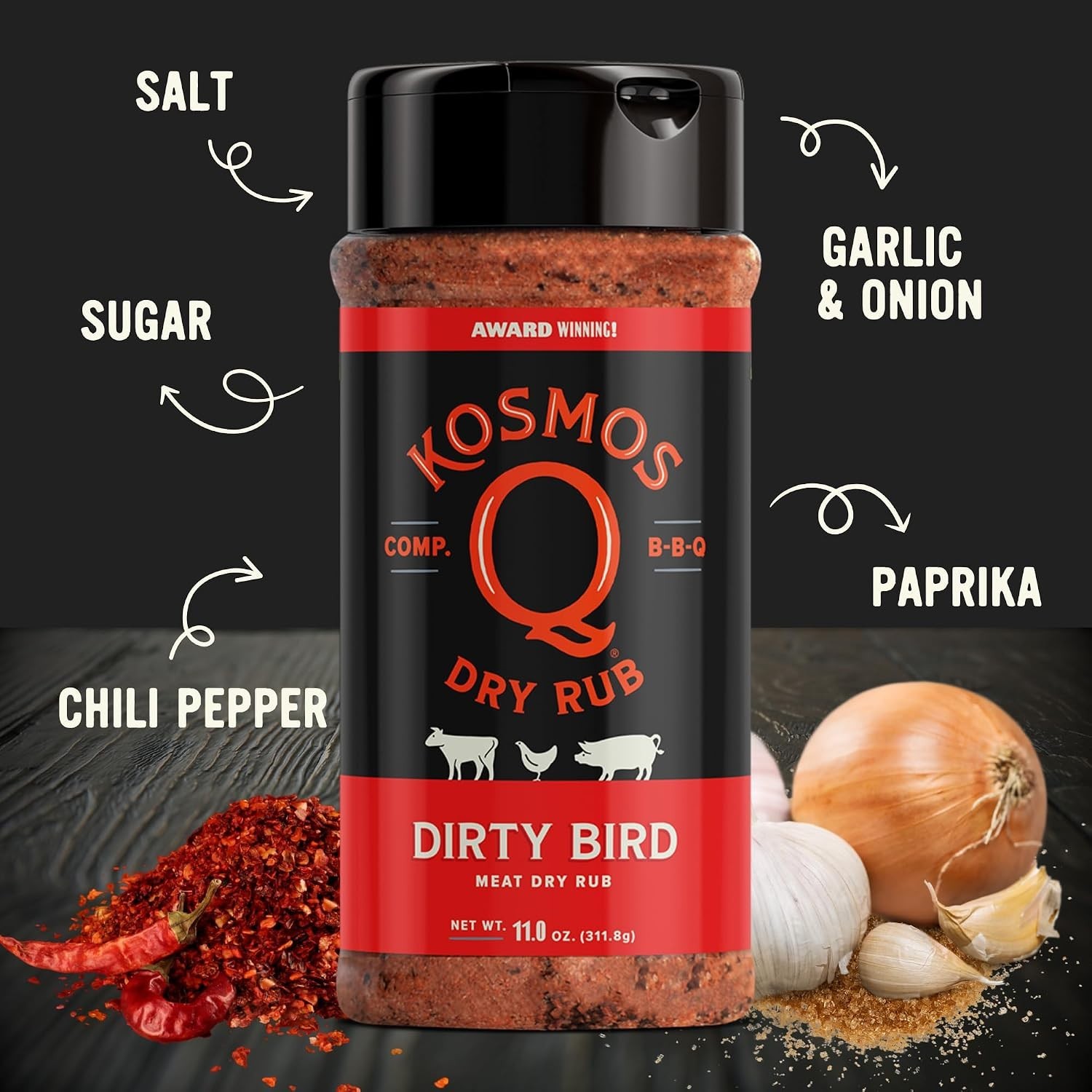 Father’s Day Gift: Hot Dirty Bird BBQ Rub, Spicy Chicken & Pork Seasoning, 11 Oz