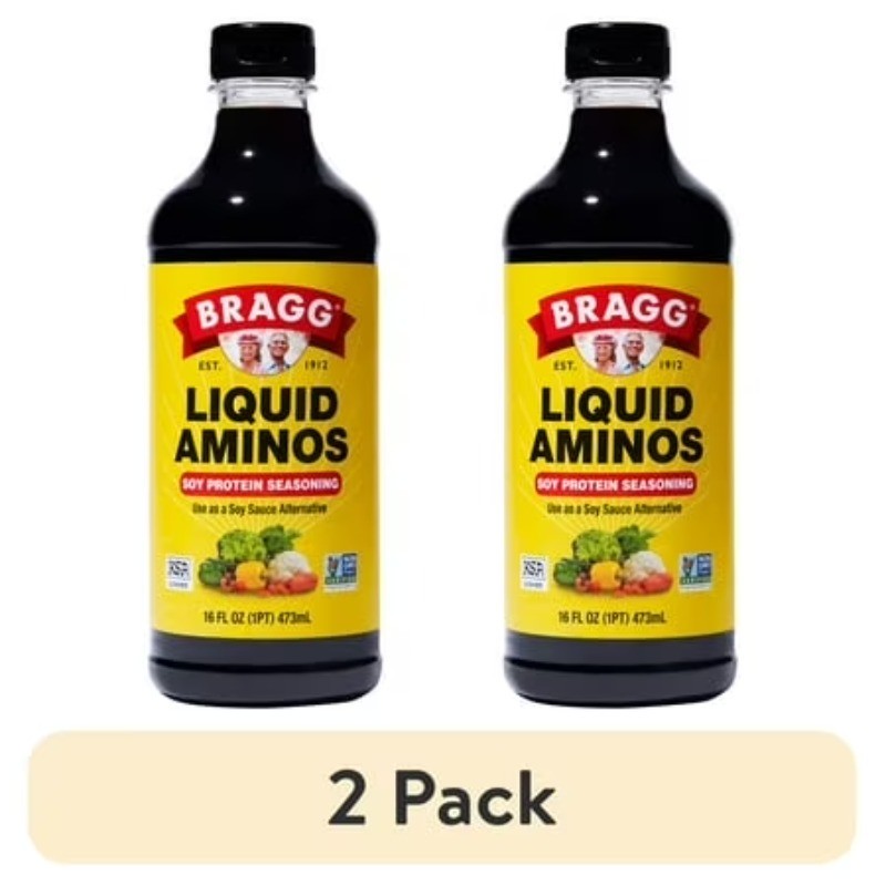 (2 Pack) Bragg 16oz Liquid Aminos – Gluten-Free Soy Protein, Cooking Seasoning