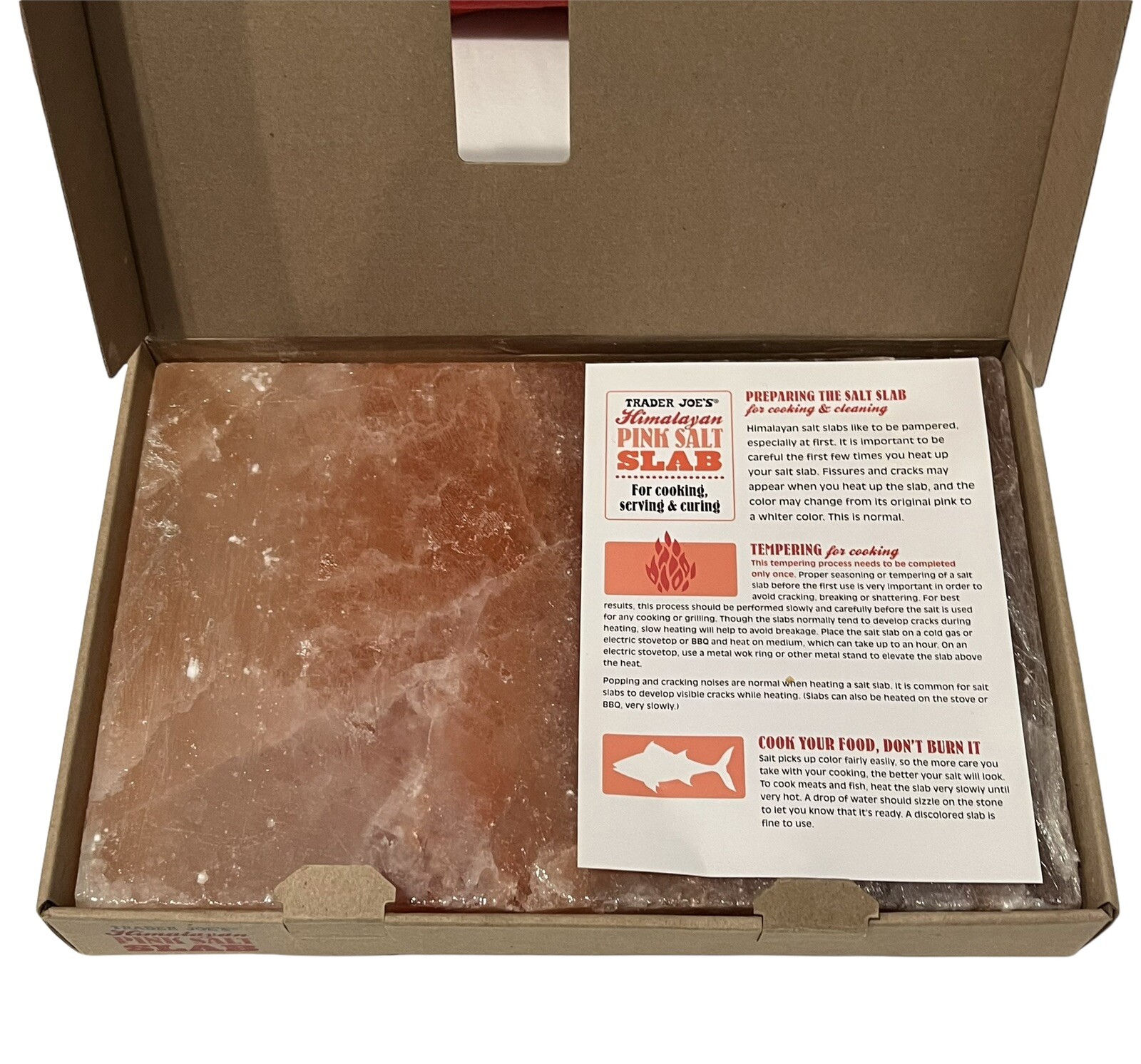 Trader Joe’s Himalayan Pink Salt Slab 12 x 8 x 1.5 Cooking Grilling Curing NEW
