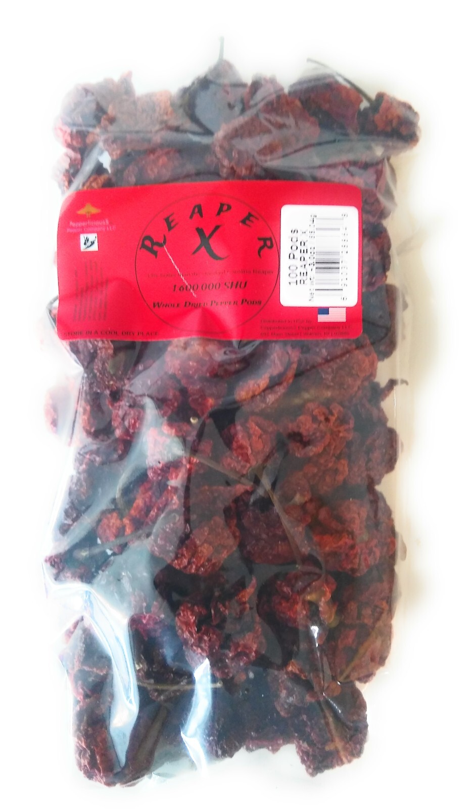 REAPER X 100 WHOLE DRIED PEPPER PODS ~33% hotter than standard Carolina Reaper