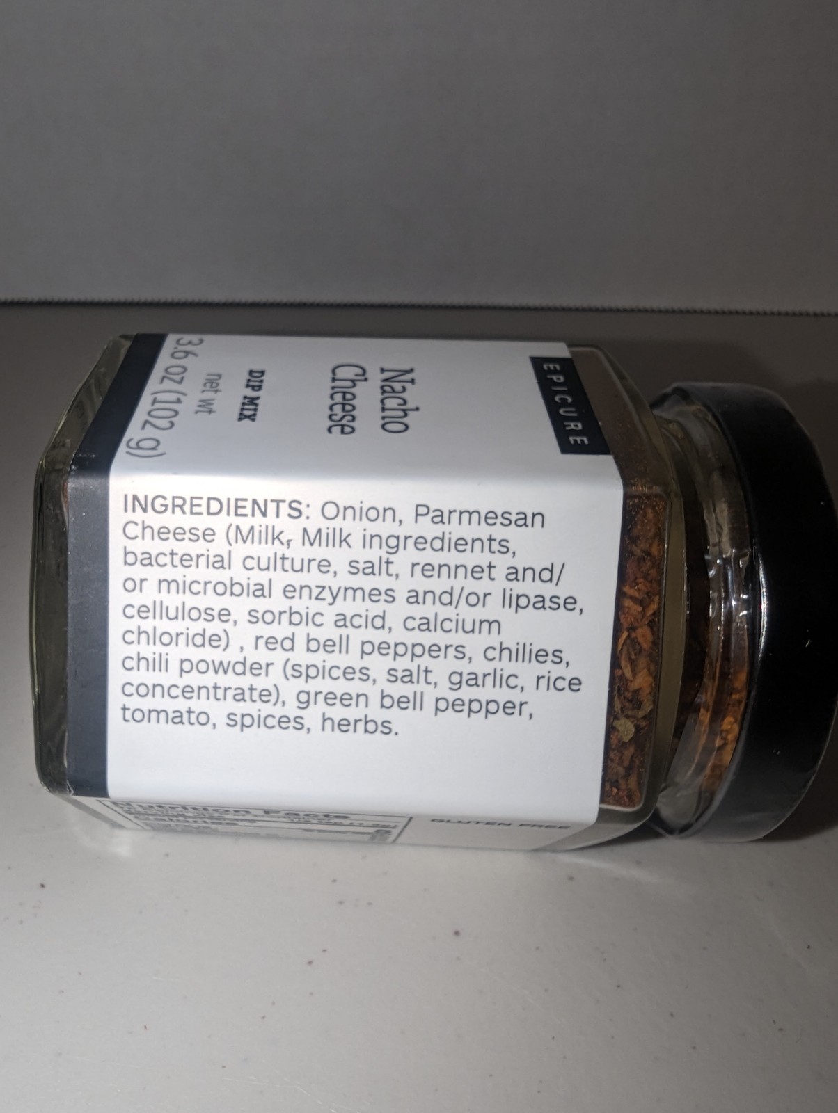Epicure Nacho Cheese Dip Mix 3.6 Oz Glass Jar Gluten Free