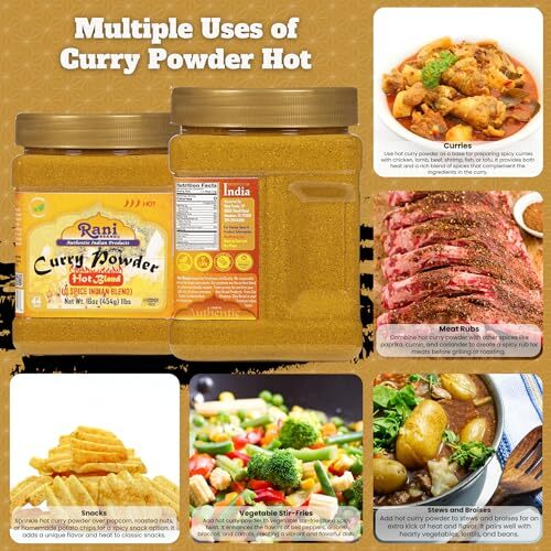 Rani Curry Powder Hot (11-Spice Authentic Indian Blend) 16oz (1lb) 454g PET Jar